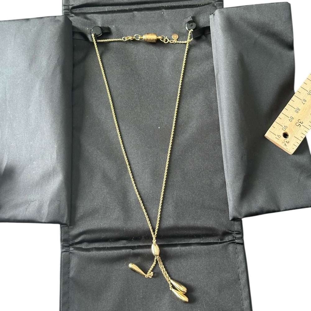 The Danbury Mint Gold Tone Adjustable Lariat Necklace – Drop Bead Y Necklace